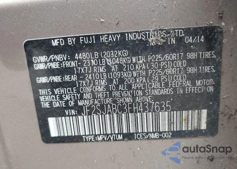 2015 Subaru Forester 2.5I из США, поврежденный, VIN JF2SJABC3FH437635